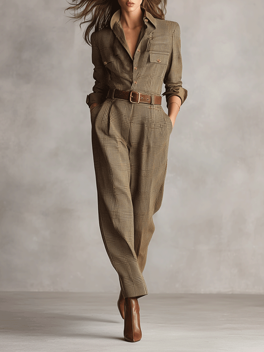 Tuta Donna Elegante Scollo a V Vestibilità Regular