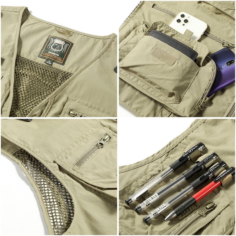 Gilet Uomo Estivo Multitasche Leggero Traspirante Senza Maniche