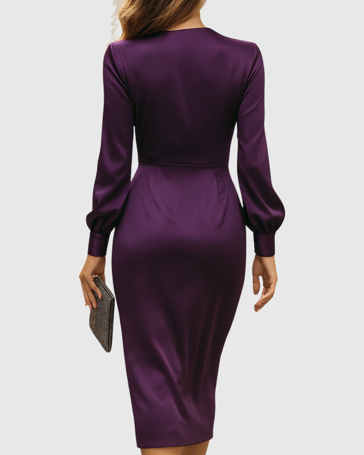 Abito Midi Donna in Satin Lucido Linea Elegante
