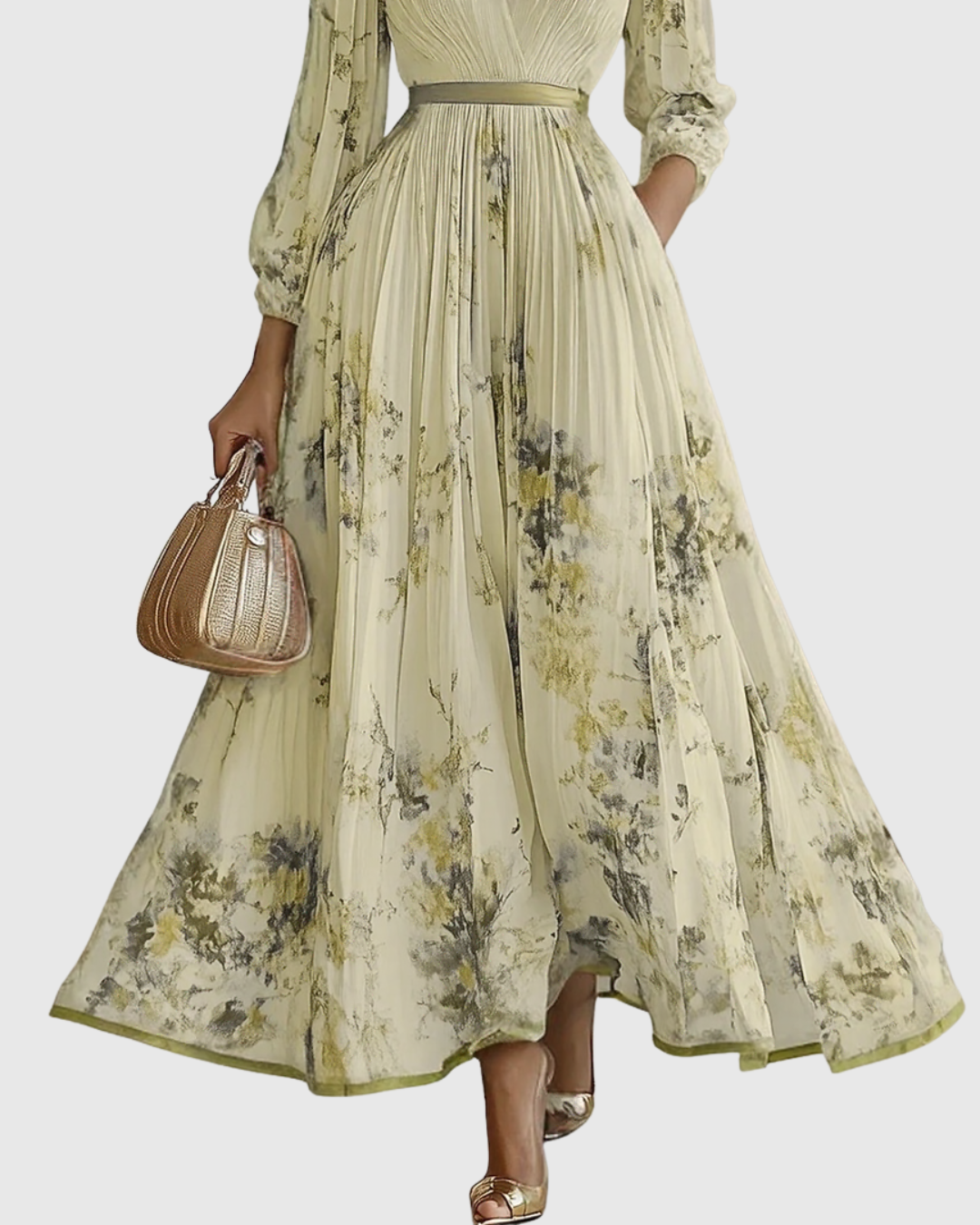 Abito Maxi Donna Plissettato Linea Allungante Movimento Fluido