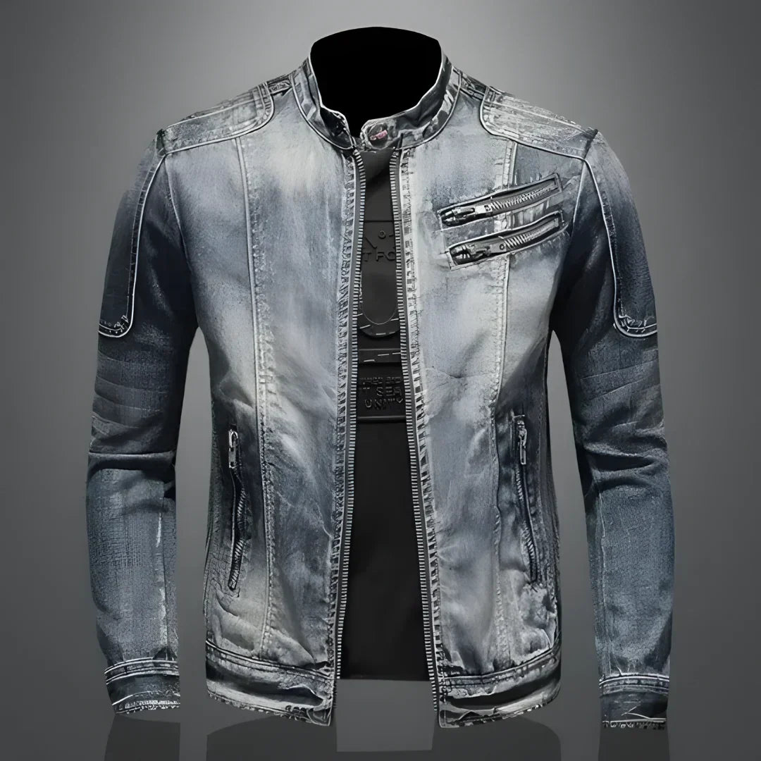 Giacca Uomo con Zip Tessuto Tecnico Stile Moderno - Vesarelli