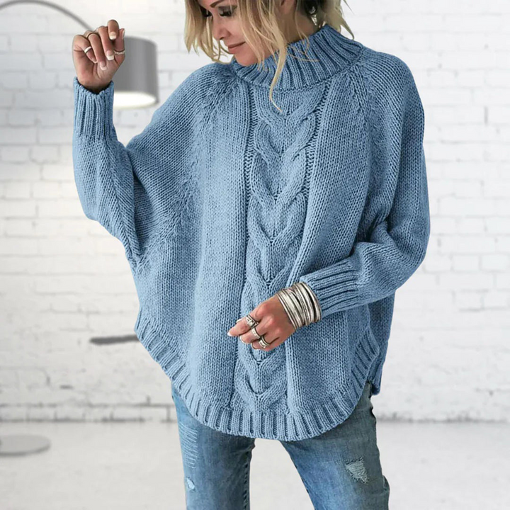 Maglione Donna Lavorato a Maglia Collo Alto Coste Morbido - Vesarelli