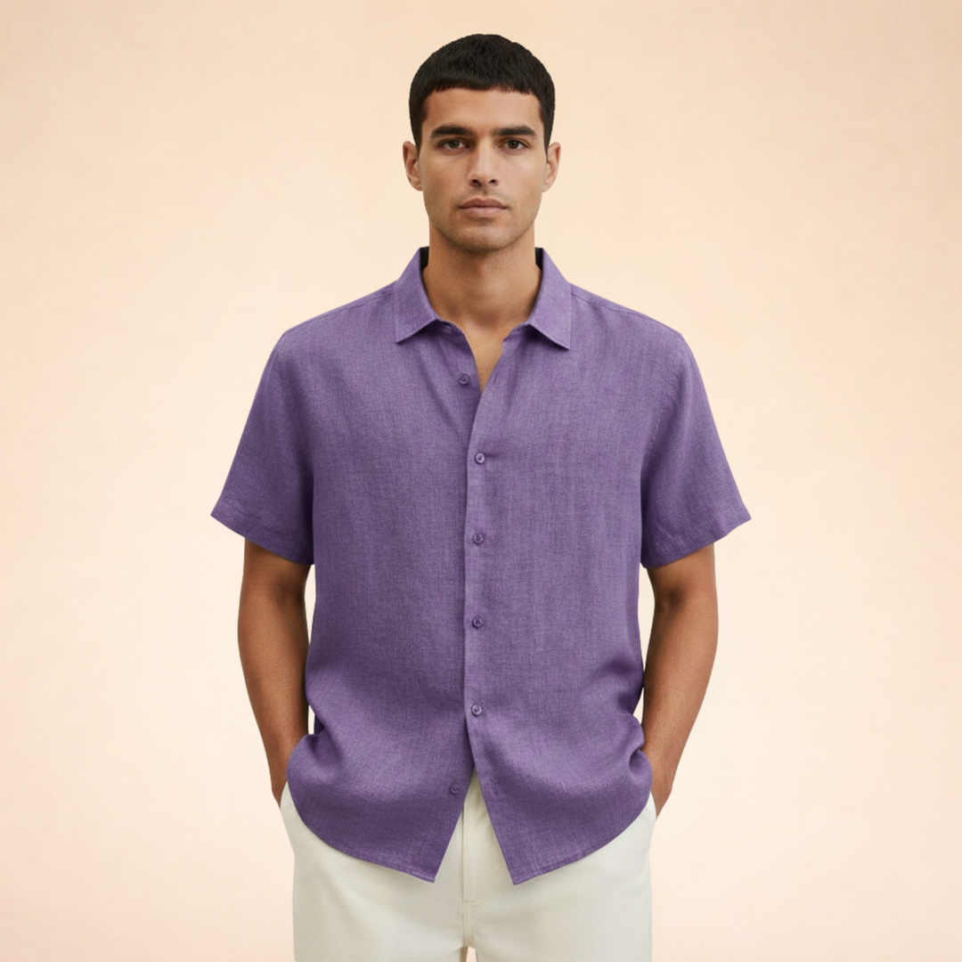 Camicia Uomo Estiva in Lino Vestibilità Moderna