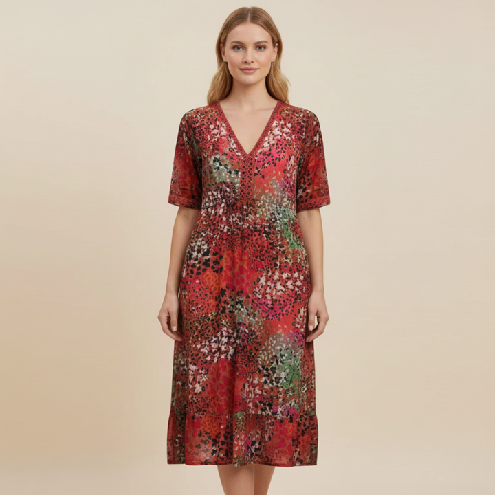 Abito Estivo Donna Tessuto Floreale Vestibilità Elegante