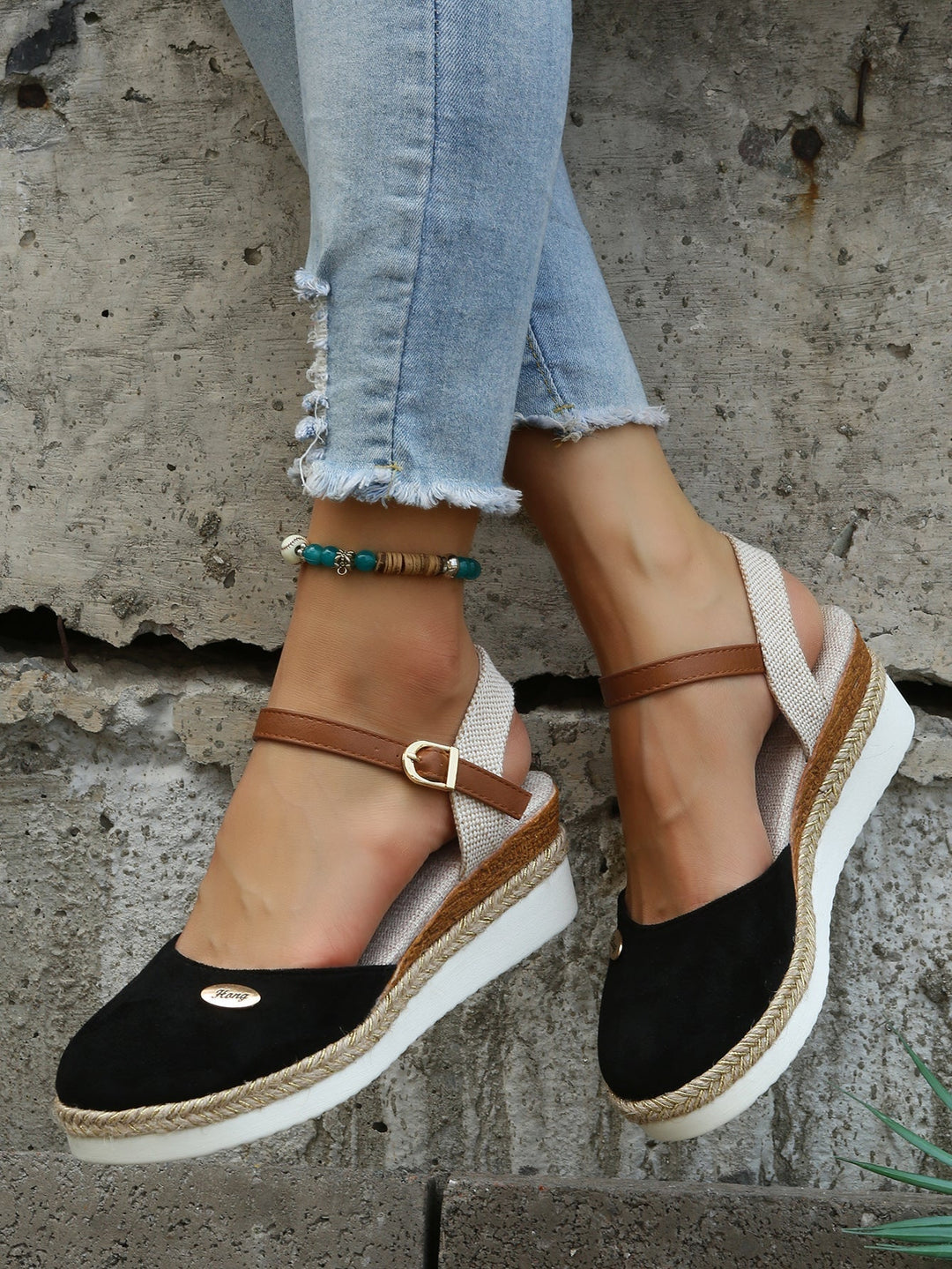 Espadrillas Donna Punta Chiusa Plateau Elegante