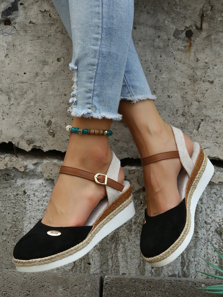 Espadrillas Donna Punta Chiusa Plateau Elegante