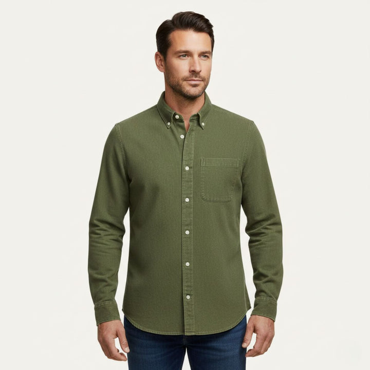 Camicia Uomo in Cotone Jeans Stile Casual