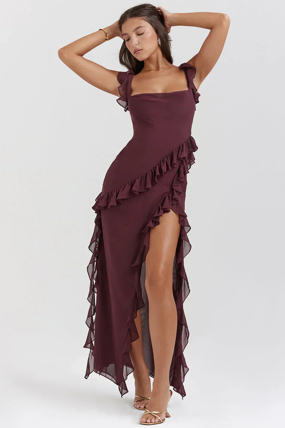Abito Maxi Donna con Fessura Stile Elegante
