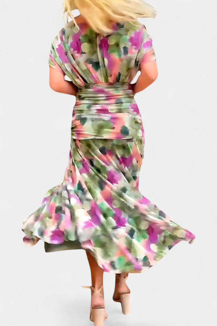Abito Elegante Donna Maniche Trasparenti Stile Serale