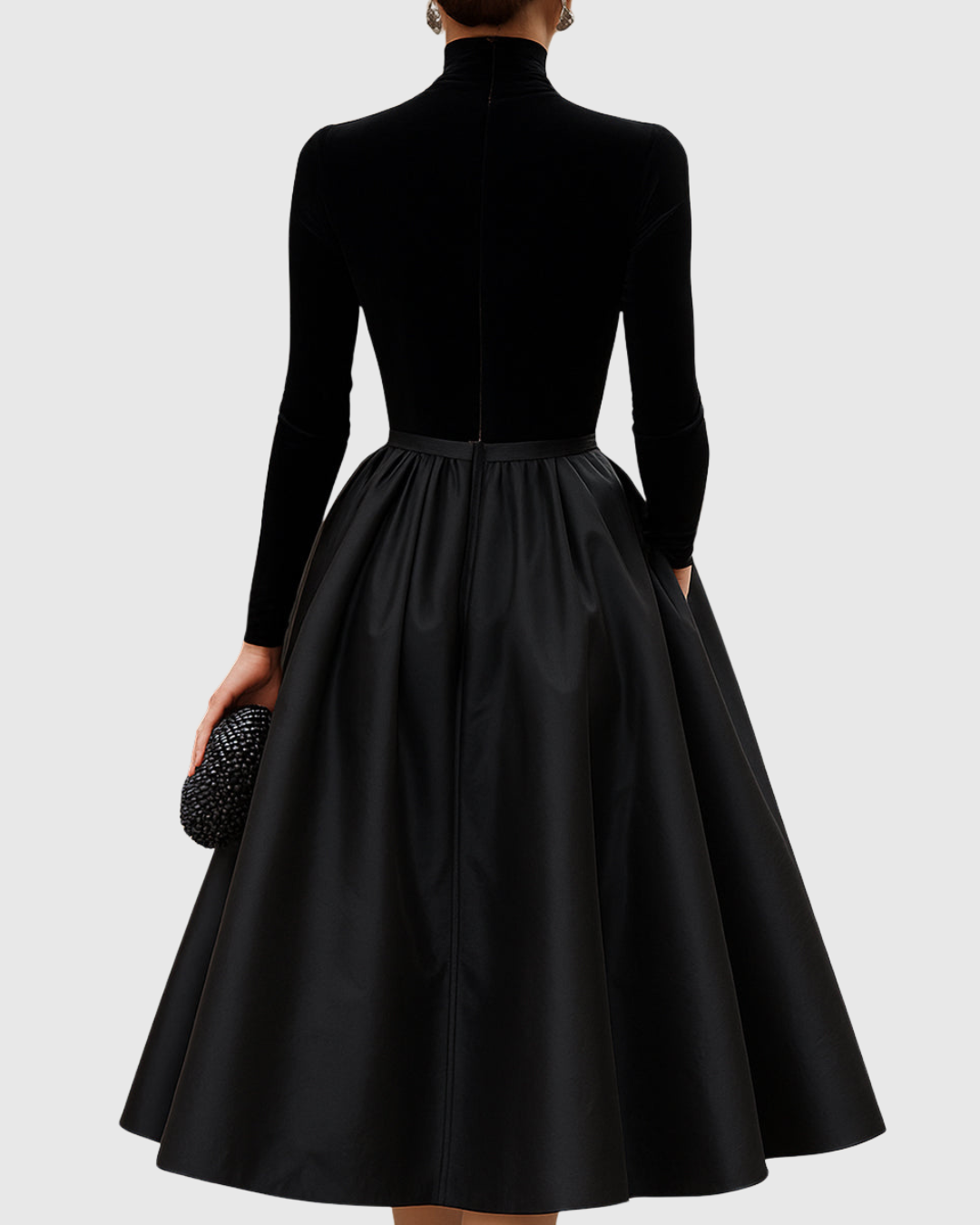 Vestito Midi Donna in Velluto e Satin Linea Elegante