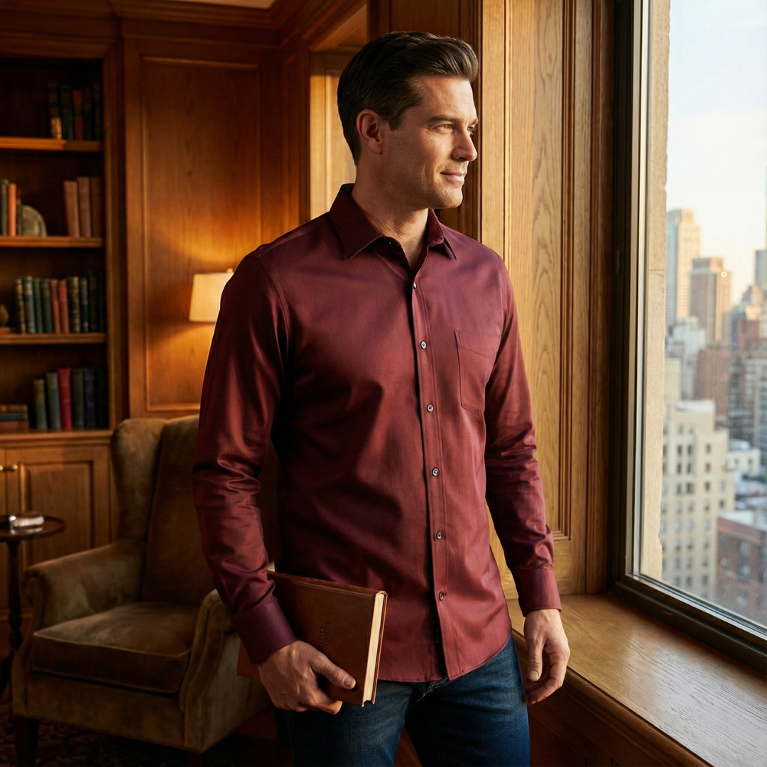 Camicia Uomo Formale Tessuto Lucido Slim Fit