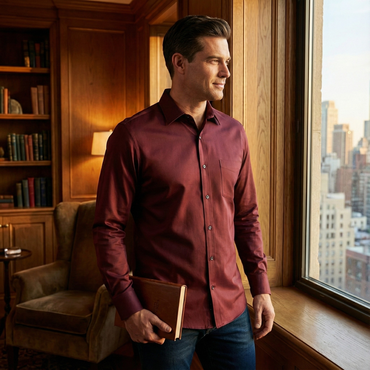 Camicia Uomo Formale Tessuto Lucido Slim Fit