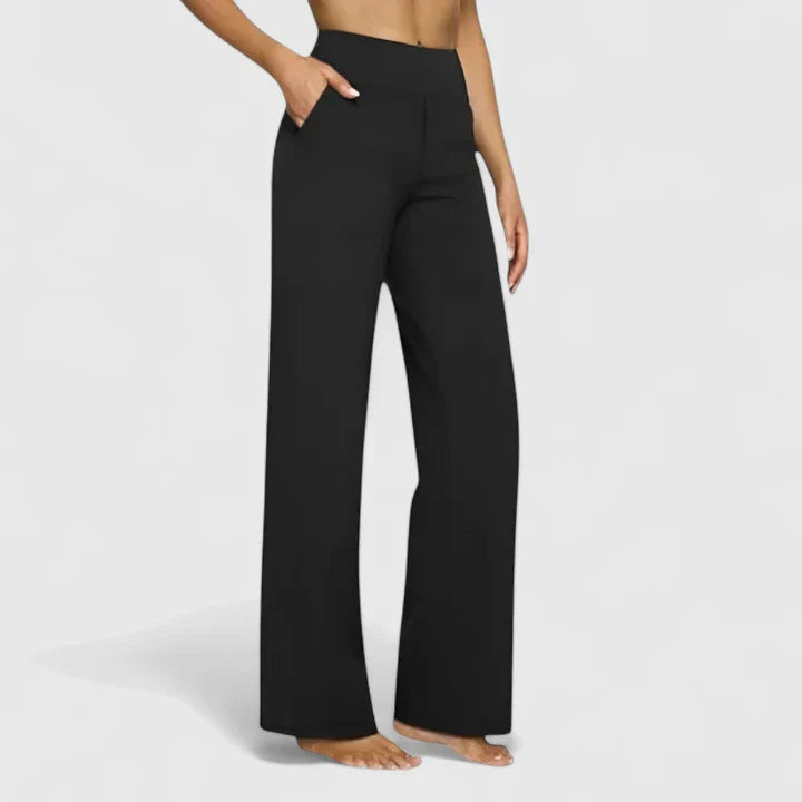 Pantaloni Donna Vita Alta Cotone Vestibilità Comoda Dritti