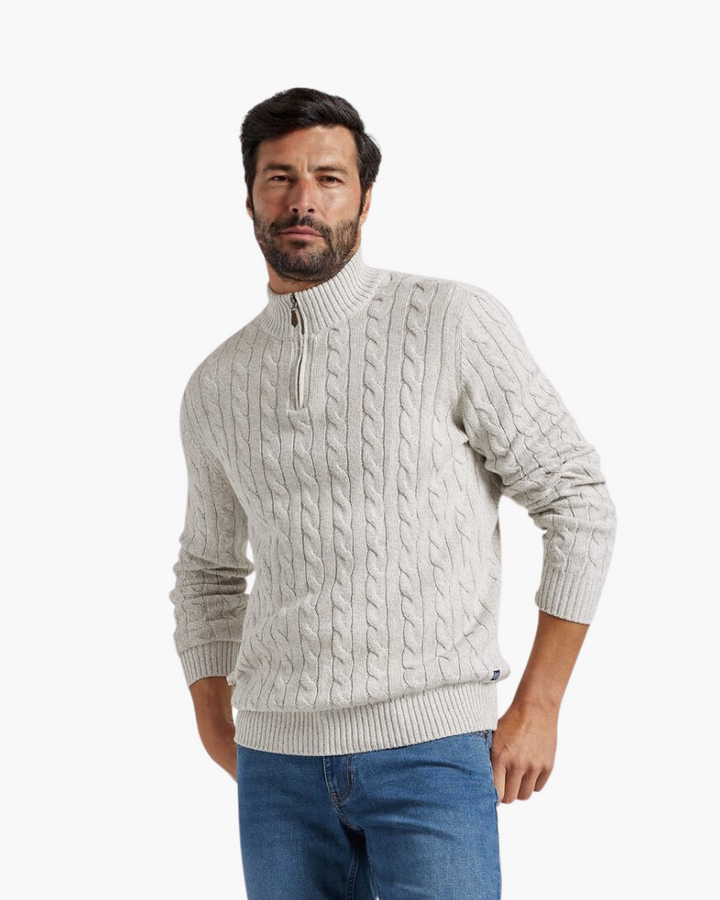 Maglione Uomo Cotone Mezzo Zip Vestibilità Comoda