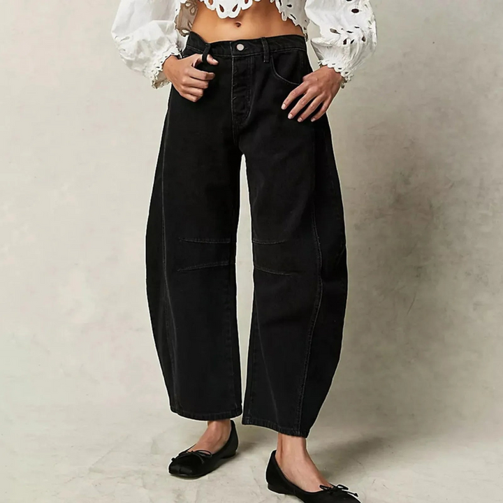 Jeans Donna Boyfriend Cotone Gamba Larga Stile Vintage - Vesarelli