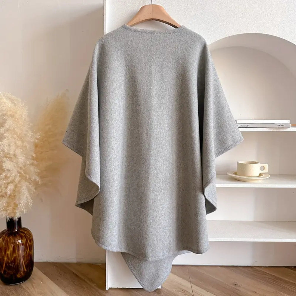 Cappotto Donna in Tessuto Antivento Mantella Oversize Manica Lunga