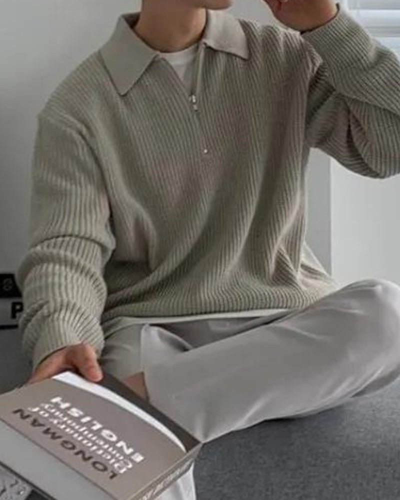 Maglione Uomo Mezza Zip Lana Morbido Classico