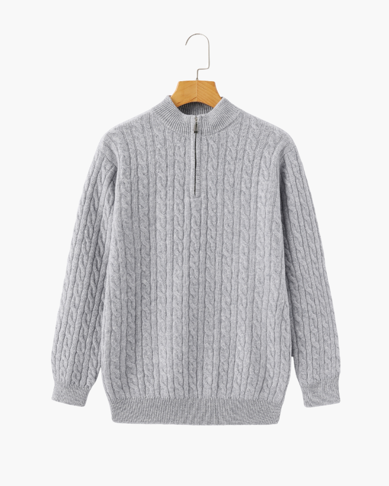 Maglione Uomo in Cashmere Mezza Zip Vestibilità Comfort
