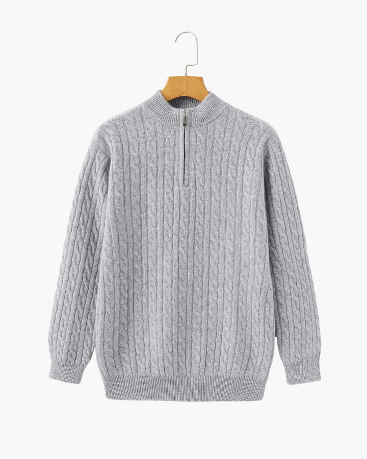 Maglione Uomo in Cashmere Mezza Zip Vestibilità Comfort