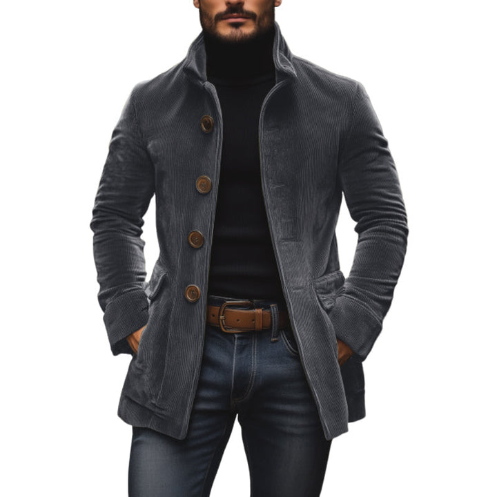 Cappotto Corto Uomo in Velluto a Coste Slim Fit Collo Alto