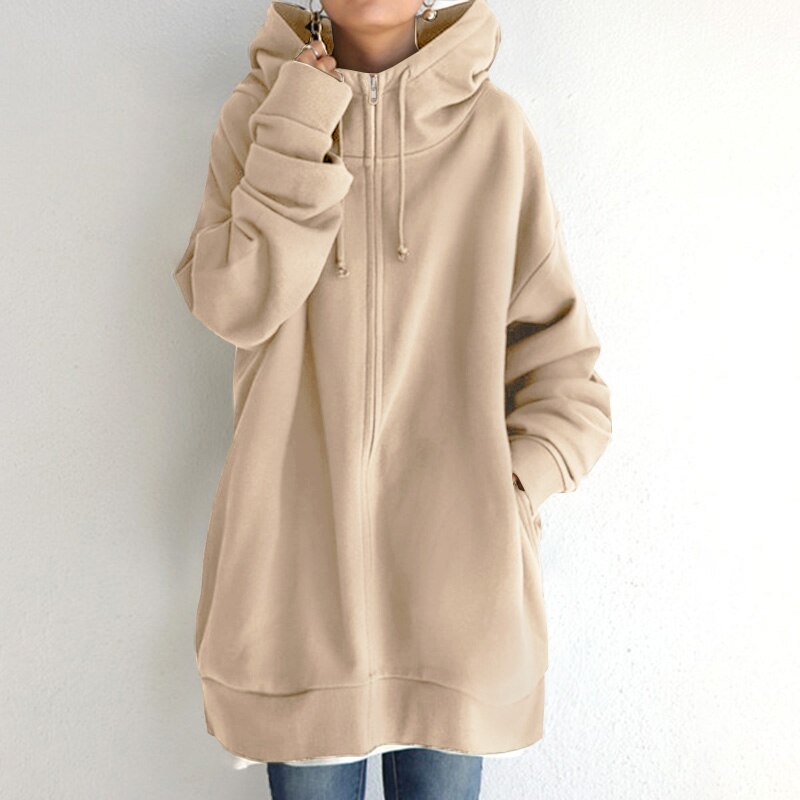 Felpa Donna con Cappuccio Tessuto Morbido Oversize