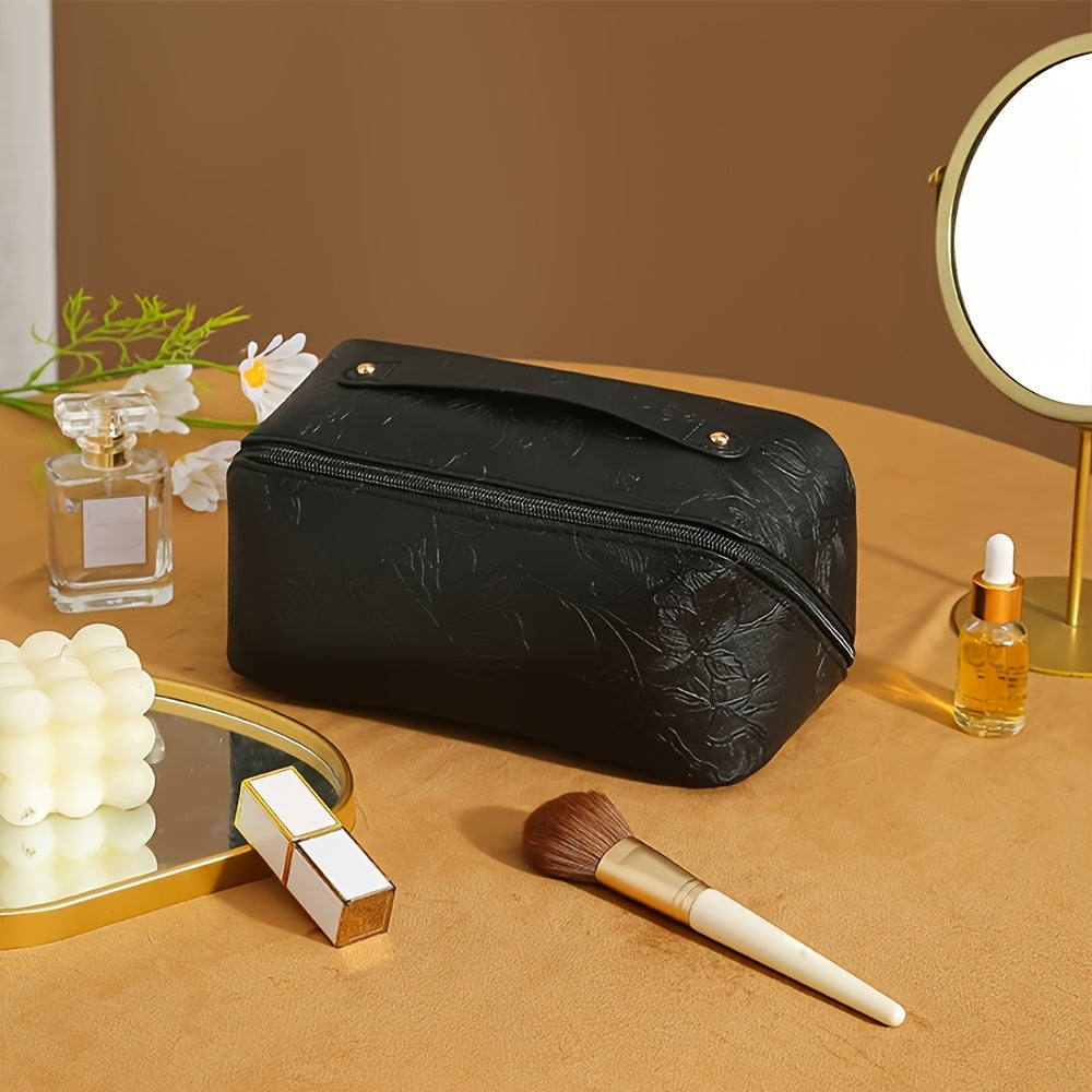 Borsa Cosmetici Donna Spaziosa Rilievo Floreale - Vesarelli
