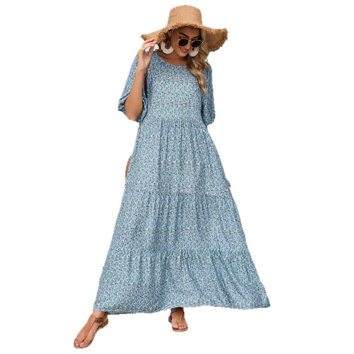 Abito lungo donna in cotone stile boho chic