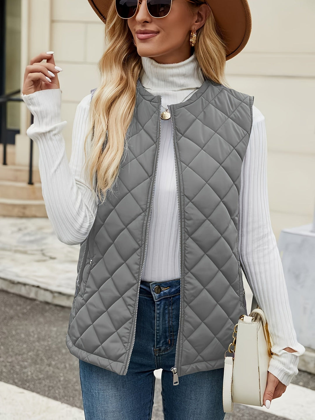 Gilet Donna Trapuntato Smanicato Elegante Slim Fit