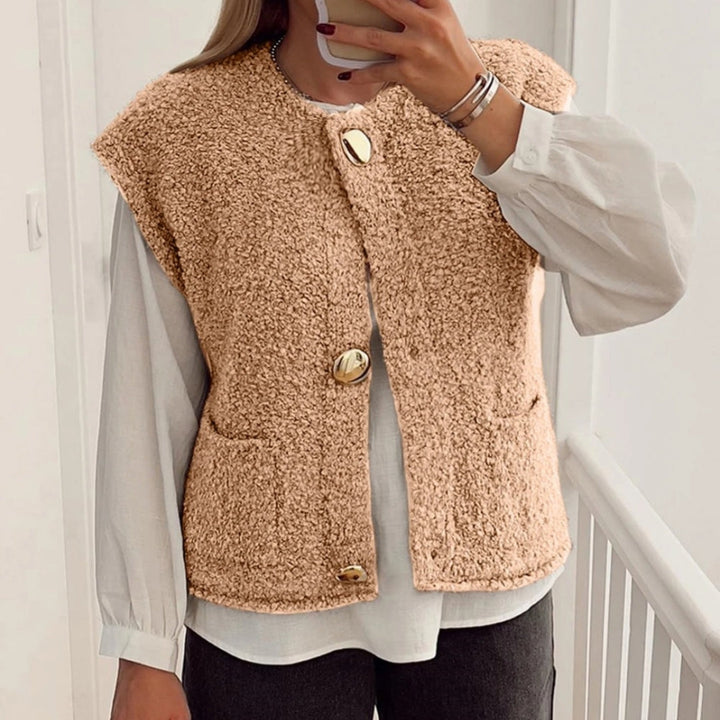 Gilet Donna Teddy con Bottoni Vestibilità Comoda - Vesarelli