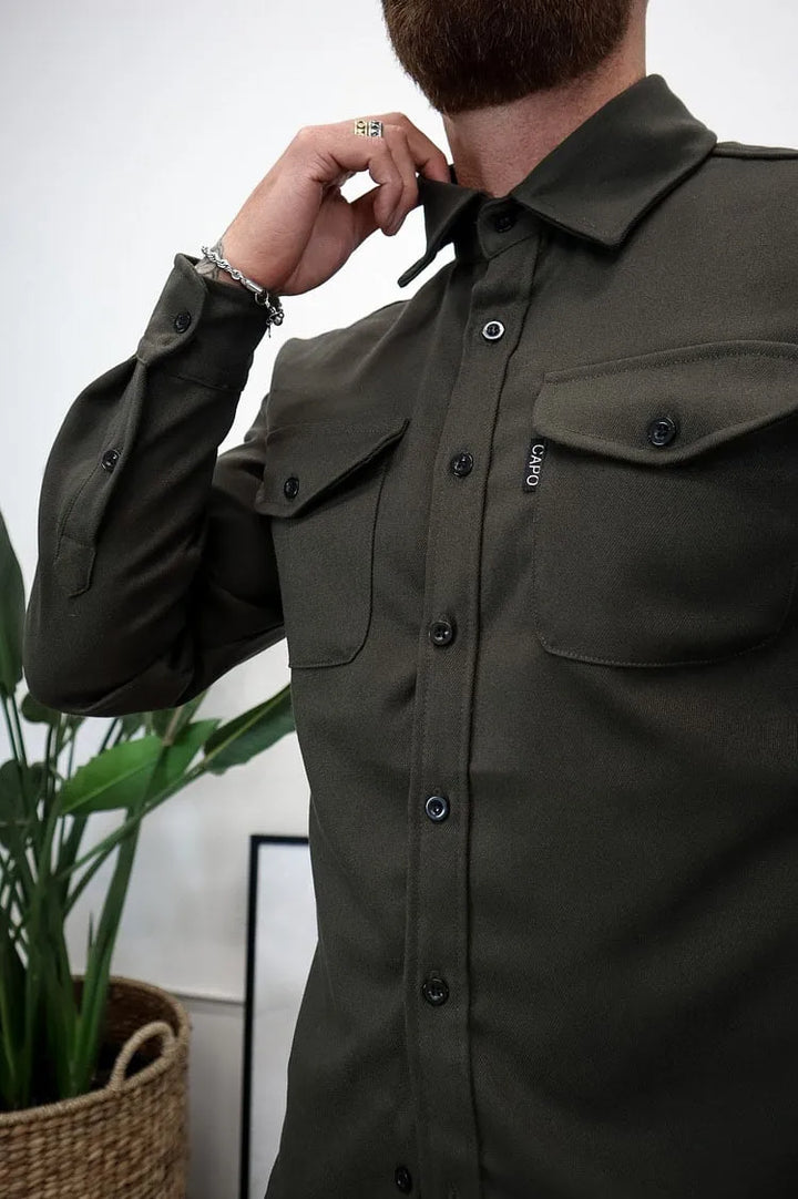 Camicia Uomo Bottoni Eleganti Tessuto Morbido Classica