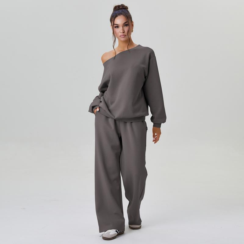 Set Due Pezzi Donna Casual Tessuto Morbido Spalle Scoperte