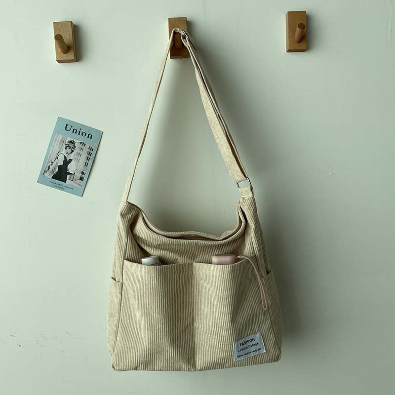 Borsa Tracolla Donna in Tela Velluto a Coste Classica Resistente