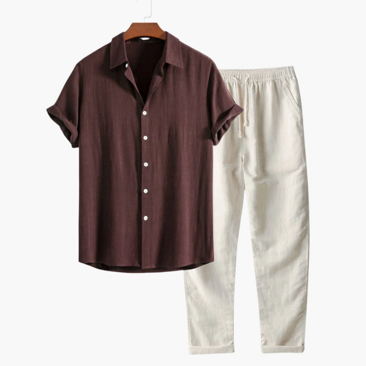 Set Uomo Camicia e Pantaloni Estivi Vestibilità Regular