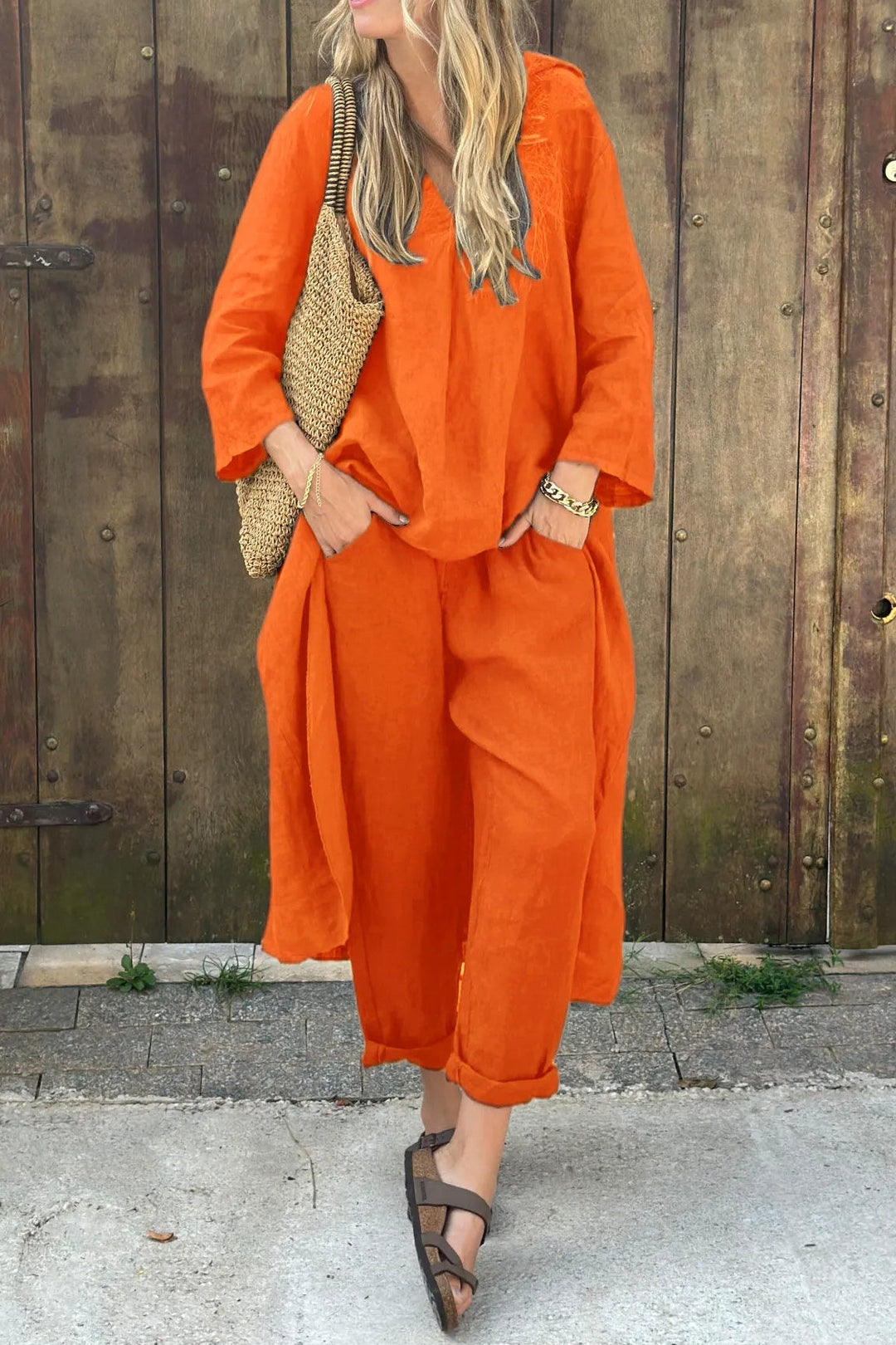 Completo Donna Tunica e Pantaloni Leggeri Casual Estivo