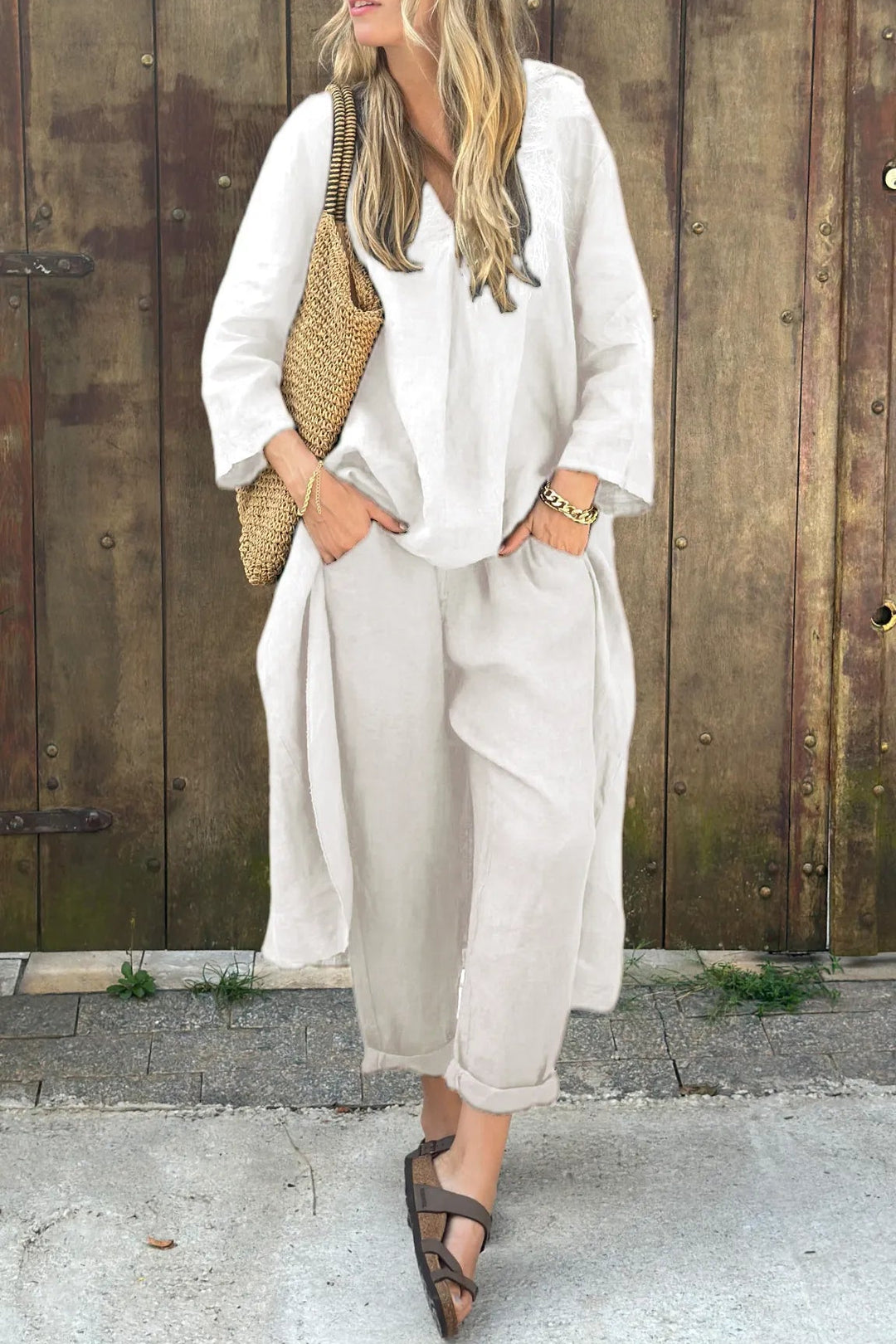 Completo Donna Tunica e Pantaloni Leggeri Casual Estivo