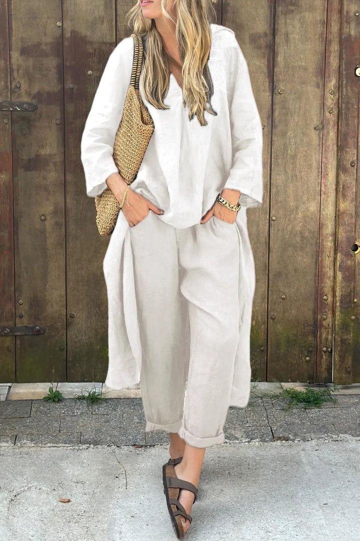 Completo Donna Tunica e Pantaloni Leggeri Casual Estivo