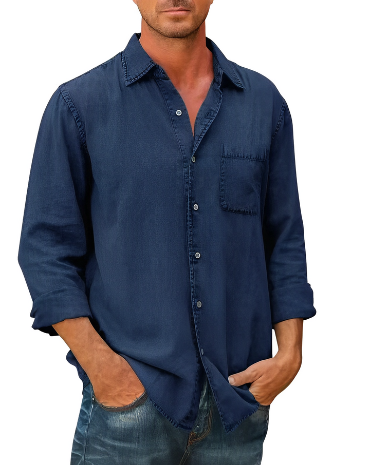 Camicia Uomo Casual in Denim Vestibilità Regular