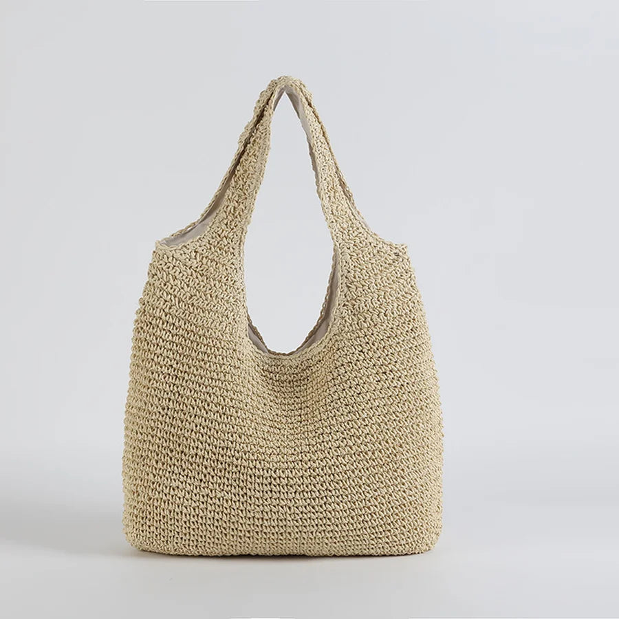 Borsa Spiaggia Donna in Paglia Stile Elegante