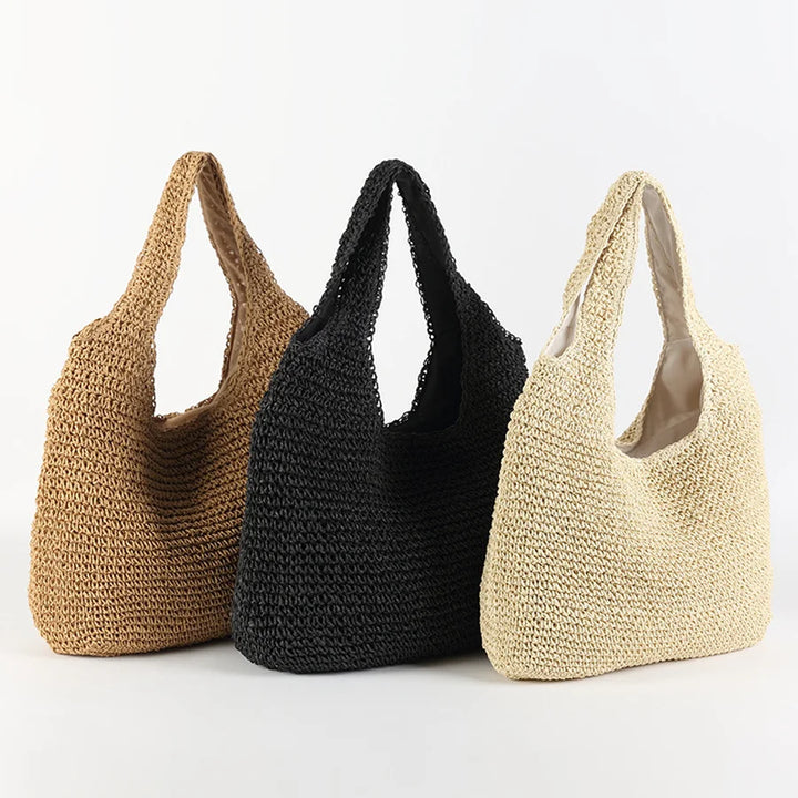 Borsa Spiaggia Donna in Paglia Stile Elegante