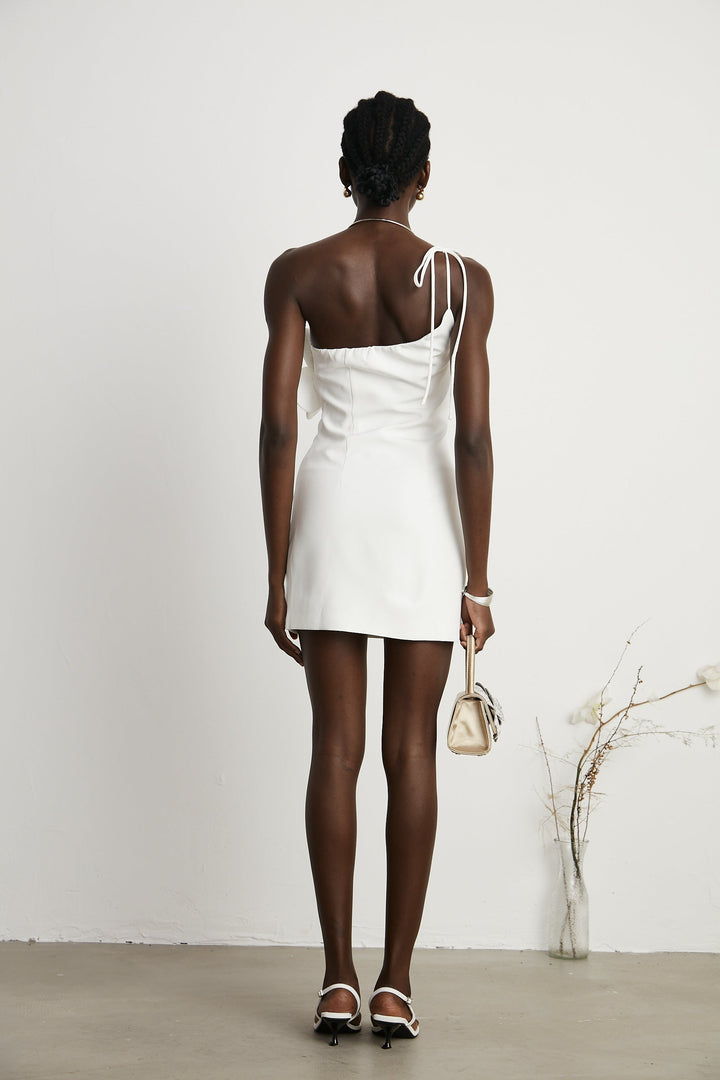 Abito Mini Donna in Tessuto Floreale Spalle Scoperte