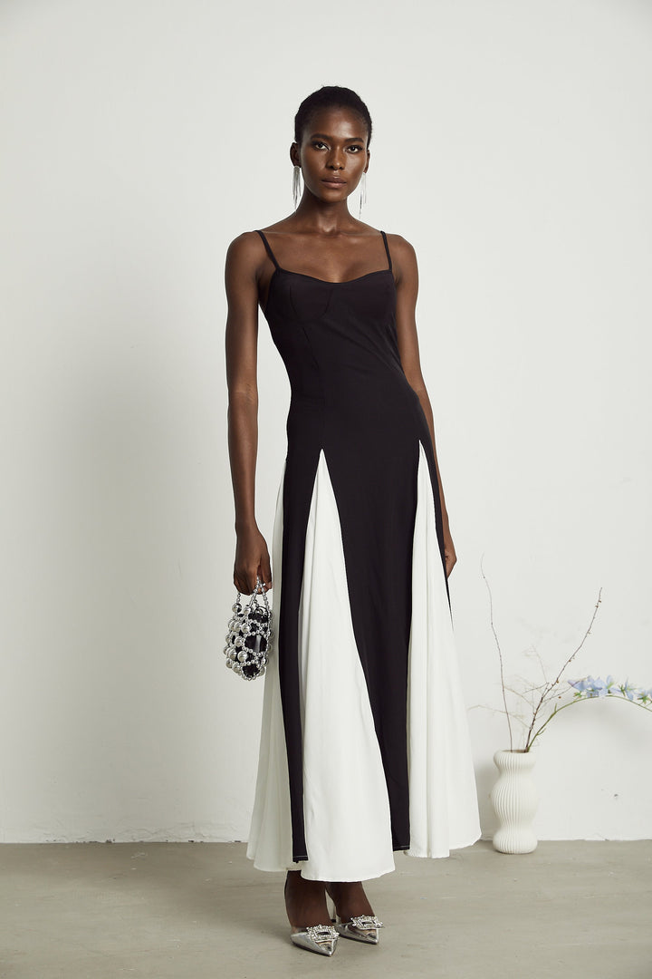 Abito Cerimonia Donna Maxi Bicolore Elegante