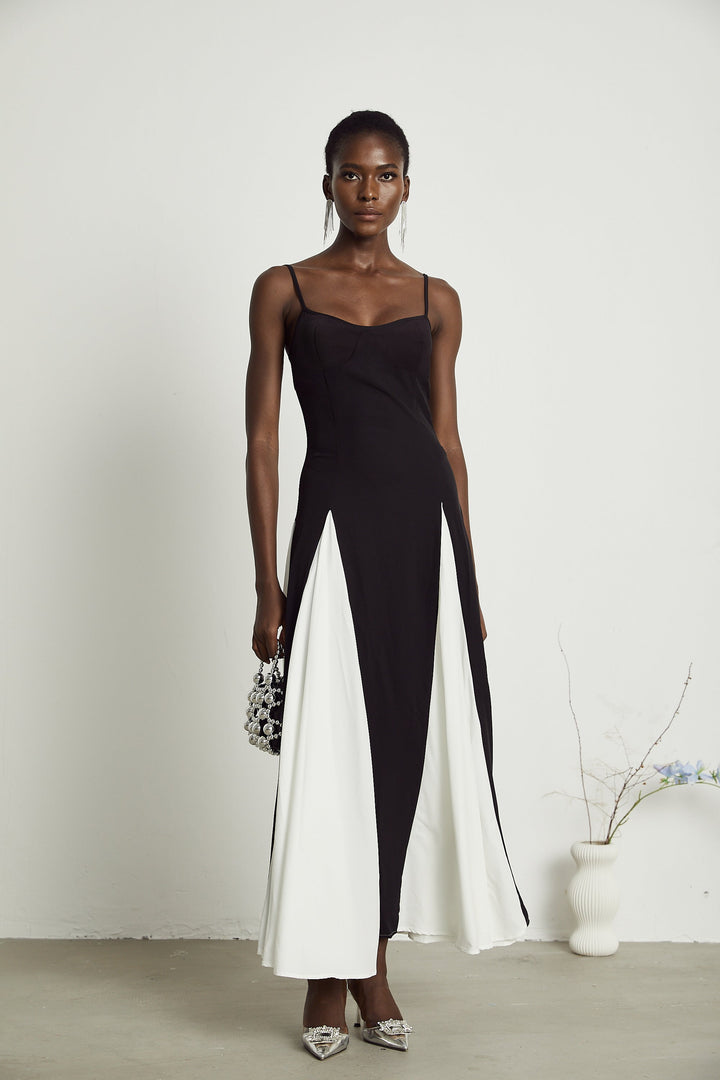 Abito Cerimonia Donna Maxi Bicolore Elegante