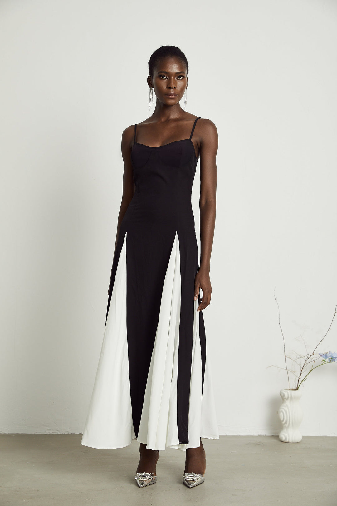 Abito Cerimonia Donna Maxi Bicolore Elegante