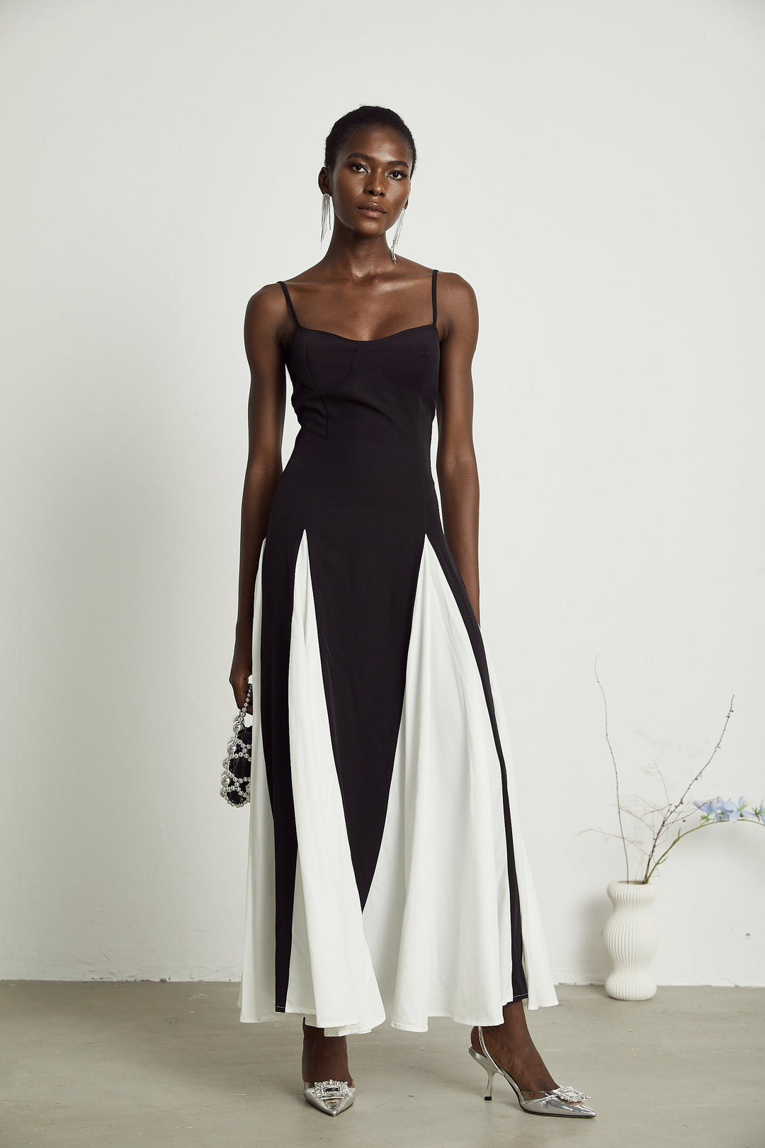 Abito Cerimonia Donna Maxi Bicolore Elegante