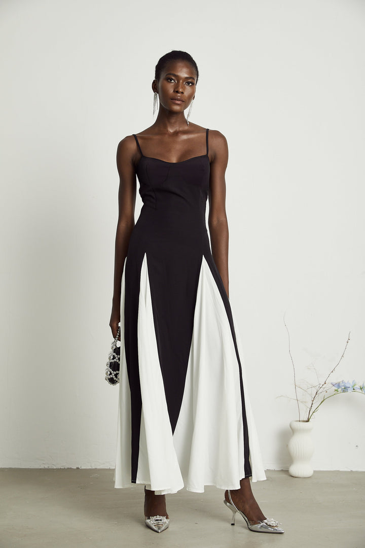Abito Cerimonia Donna Maxi Bicolore Elegante