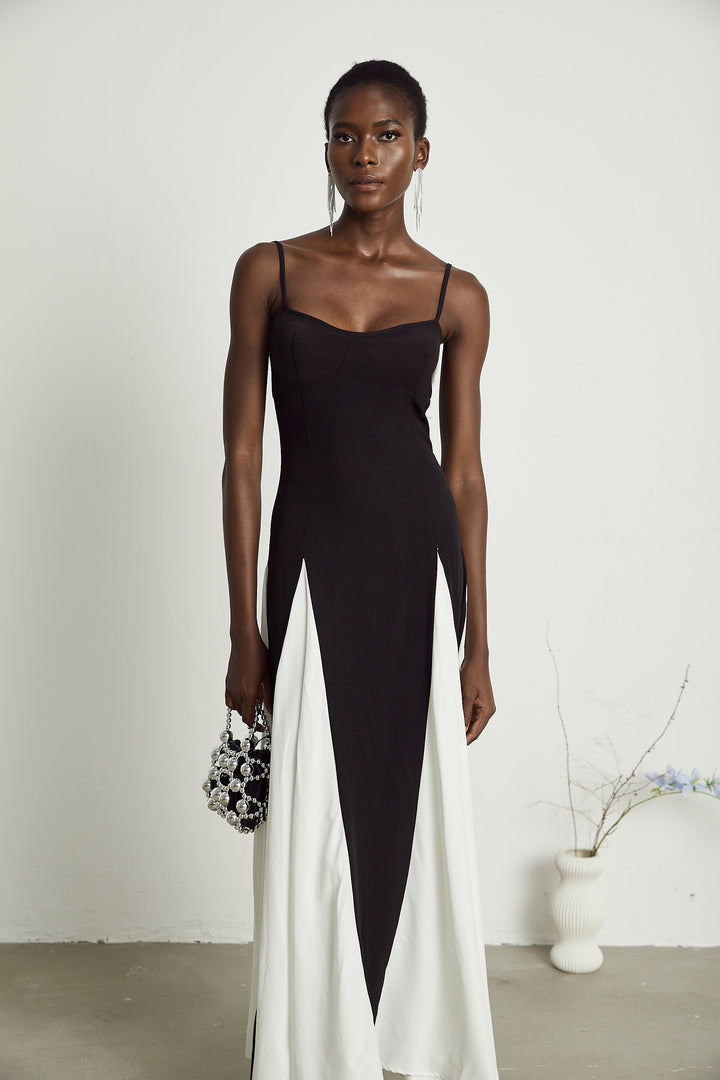 Abito Cerimonia Donna Maxi Bicolore Elegante