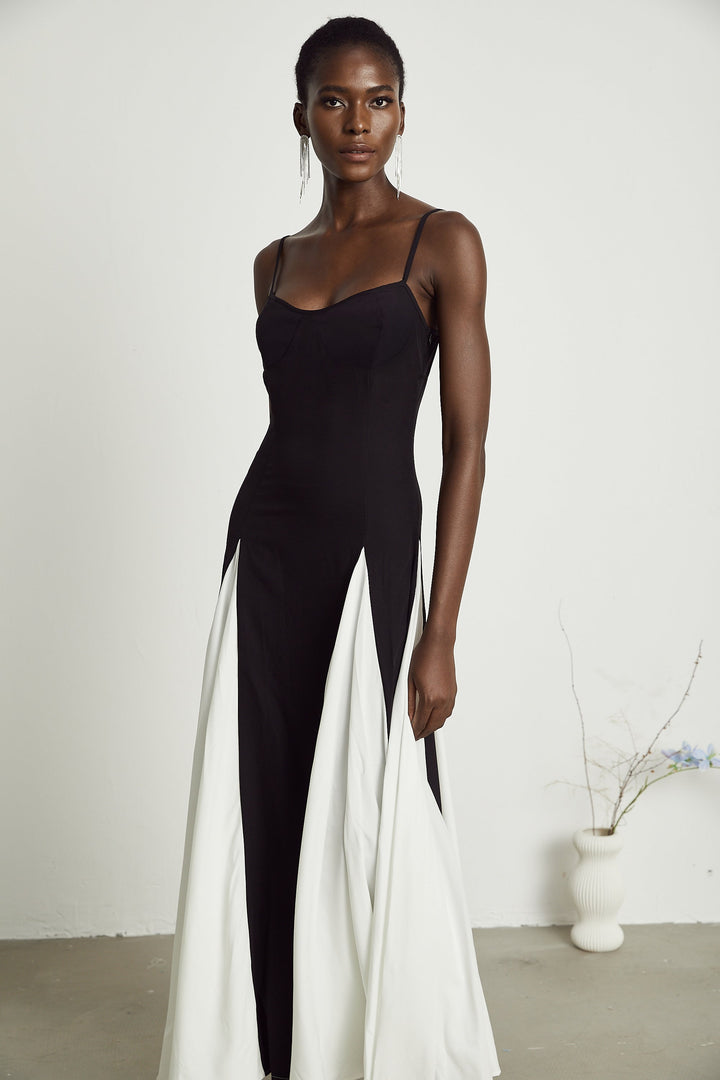 Abito Cerimonia Donna Maxi Bicolore Elegante