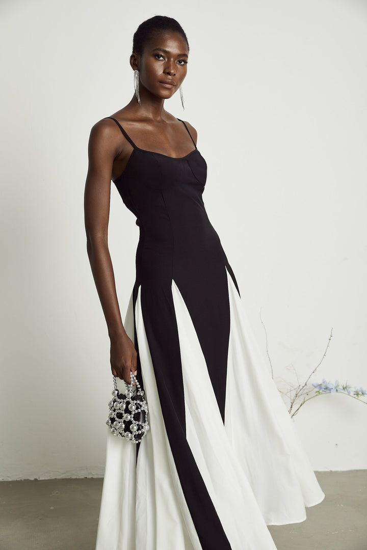 Abito Cerimonia Donna Maxi Bicolore Elegante