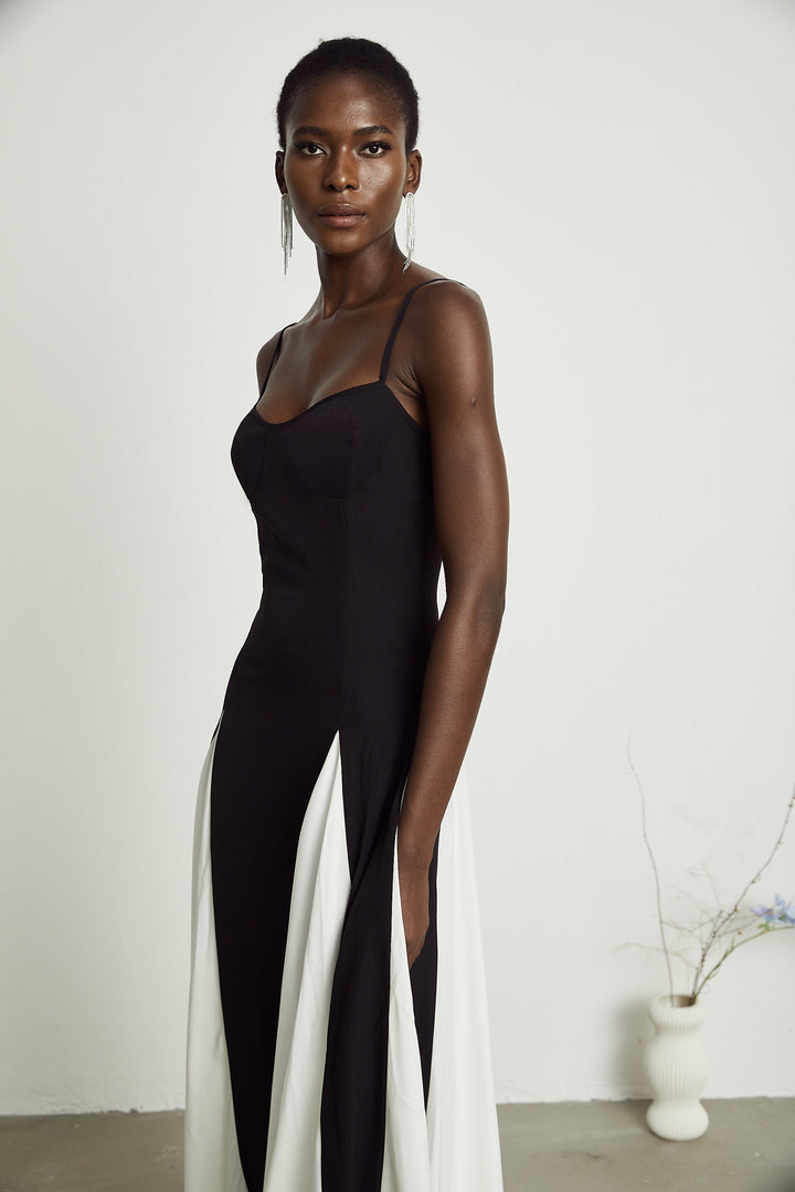 Abito Cerimonia Donna Maxi Bicolore Elegante