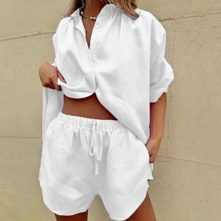 Completo Donna Camicia Oversize e Shorts Cotone Traspirante Estivo - Vesarelli
